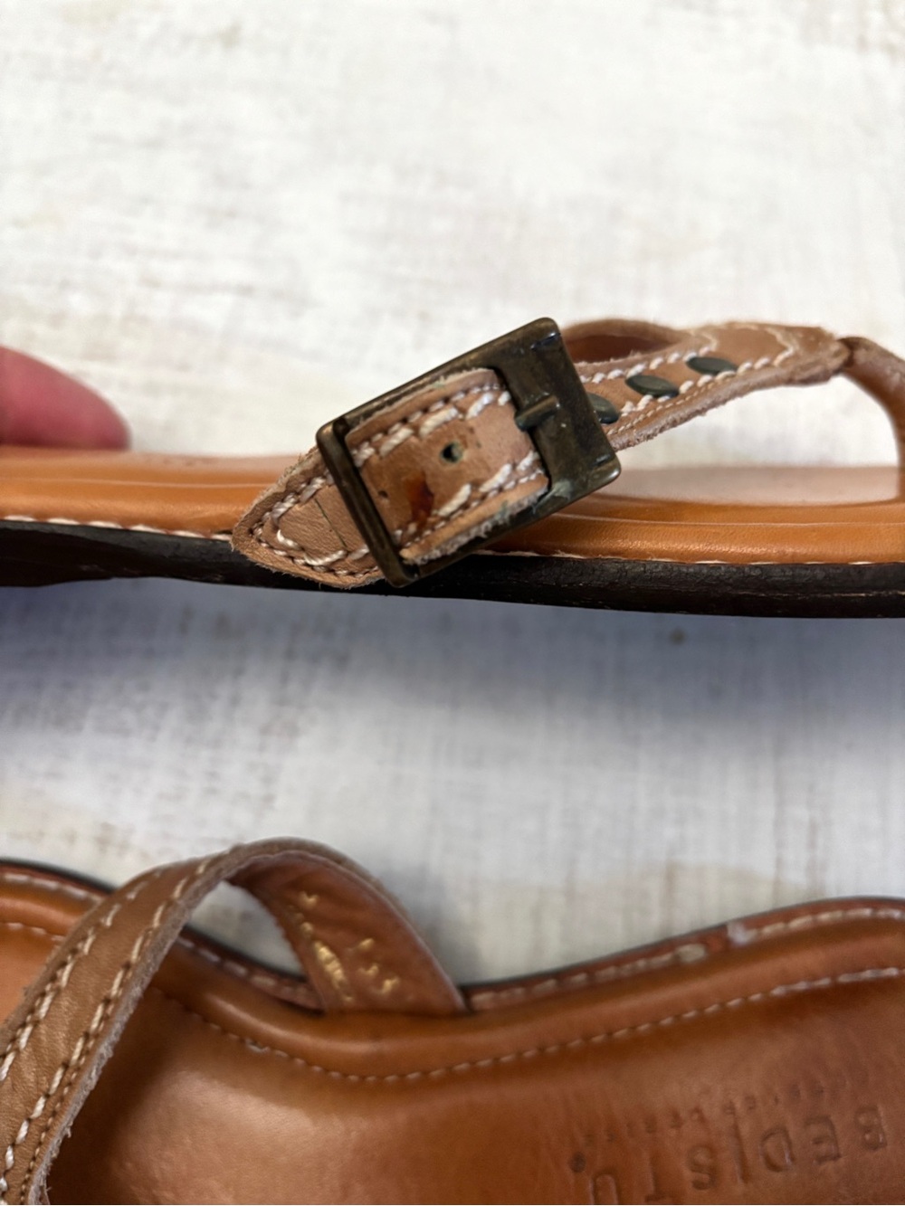 Bed Stu Leather Thong Sandal Slip Buckle On Size 8 - Picture 5 of 9